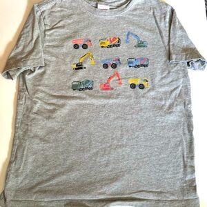 Hanna Andersson 140 / US 10 Construction Vehicles Grey Short Sleeve T-Shirt